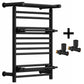 490 x 680mm Wide Black Heated Towel Rail Radiator Top Shelf & Two Towel Holder OSLO For Bathroom & Kitchen