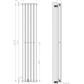 Designer 300mm x 1600mm White Vertical Double Column Radiator, 3291 BTU