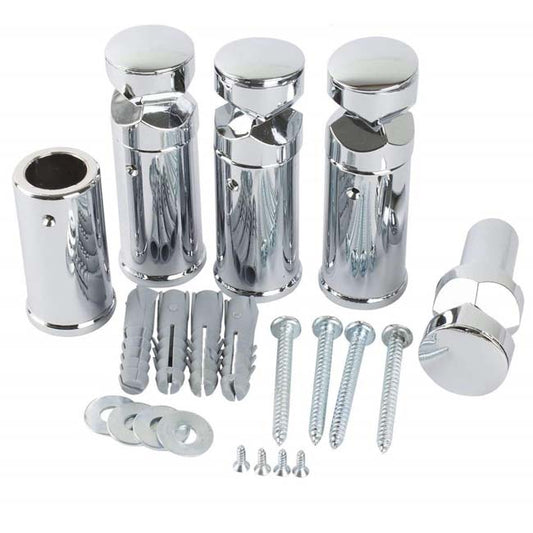 Chrome Brackets Kit Replacement For Towel Rail Radiator Wall Fixing Mounting