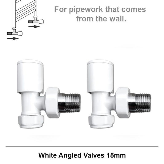 Standard White Angled Radiator Valves 15mm Pair