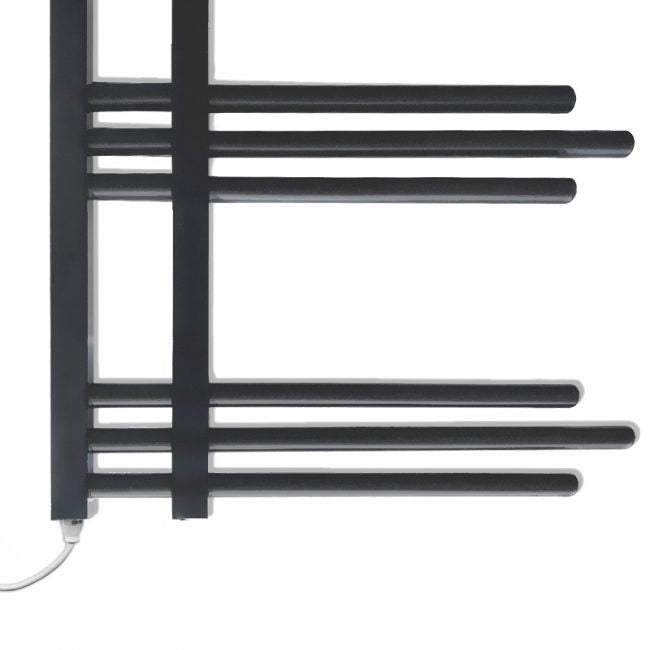 Matt Black Electric Heated Towel Rail Radiator 500mm x 1200mm Straight Sydney Designer