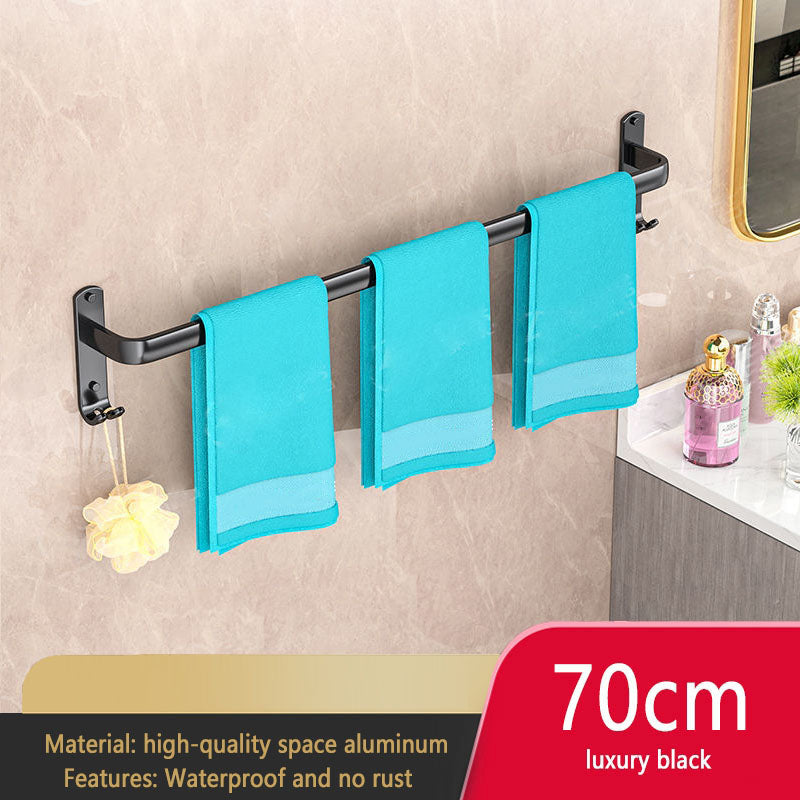 Black Bathroom Towel Rack Storage Organizer, Wall Mount Hanger, Widths 30-80cm