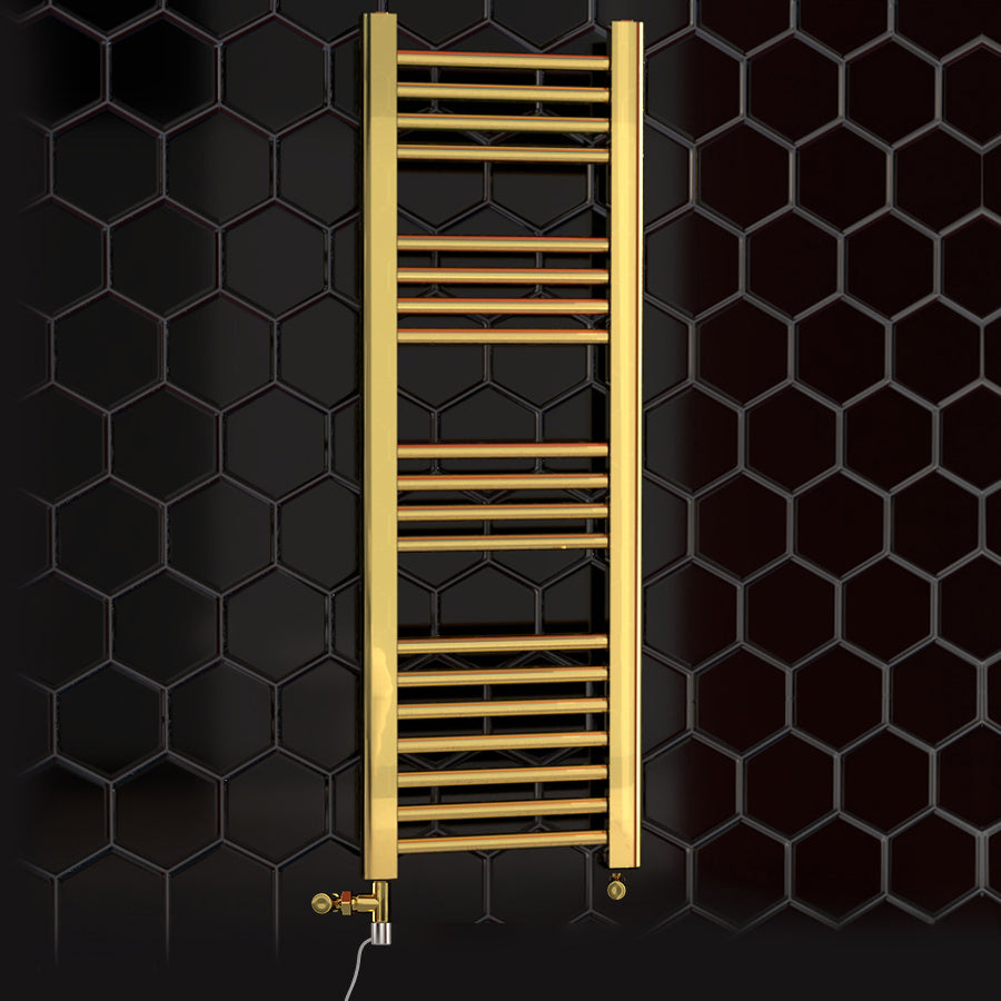 Dual Fuel 550mm x 1000mm Flat Gold Heated Towel Rail Radiator