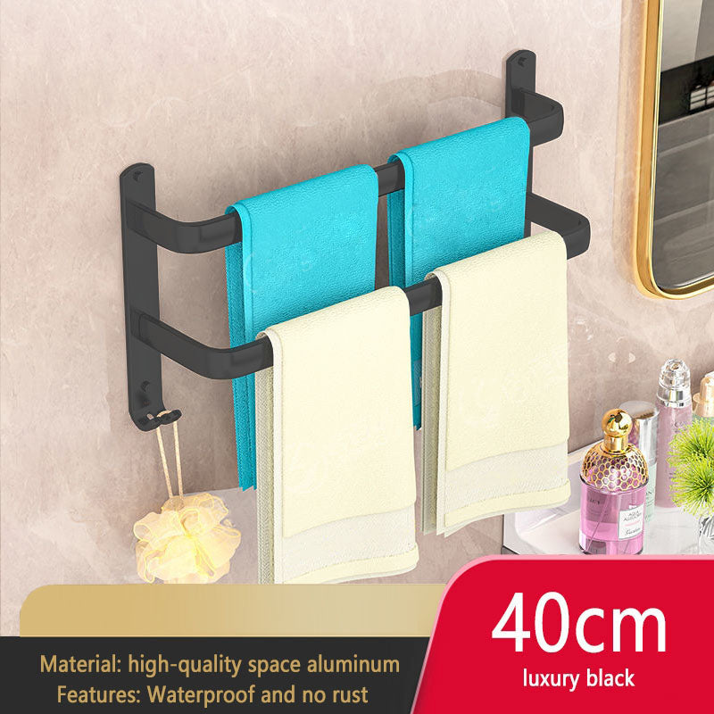 Grey Bathroom Towel Rack Storage Organizer, Wall Mount Hanger, Widths 30-80cm