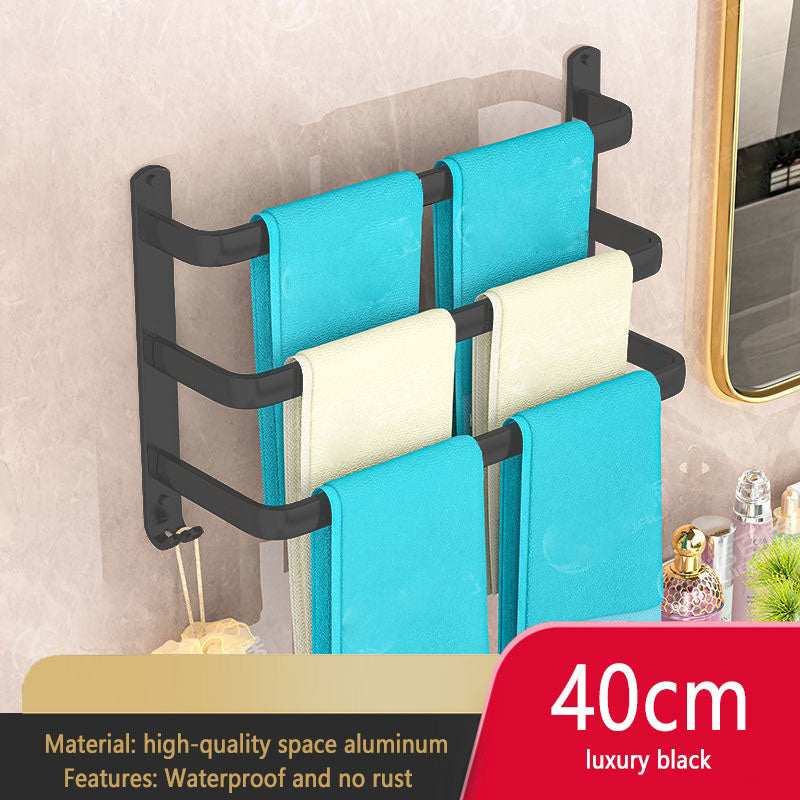 Grey Bathroom Towel Rack Storage Organizer, Wall Mount Hanger, Widths 30-80cm