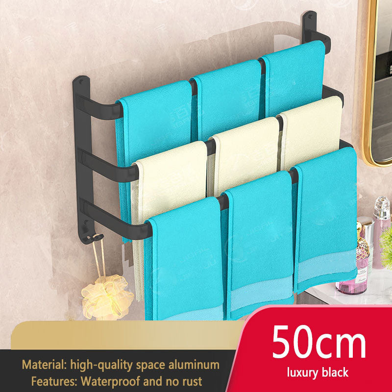 Grey Bathroom Towel Rack Storage Organizer, Wall Mount Hanger, Widths 30-80cm