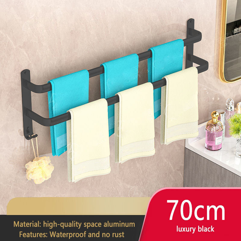 Grey Bathroom Towel Rack Storage Organizer, Wall Mount Hanger, Widths 30-80cm