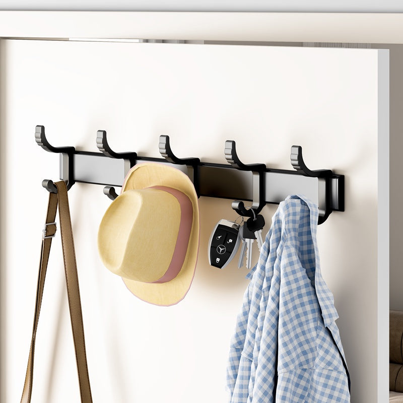 Punch-free Single Row Hooks Bathroom Bedroom Storage Wall Hanger Adjustable  Movable Hooks Towel Coat Caps Rack Space Saving