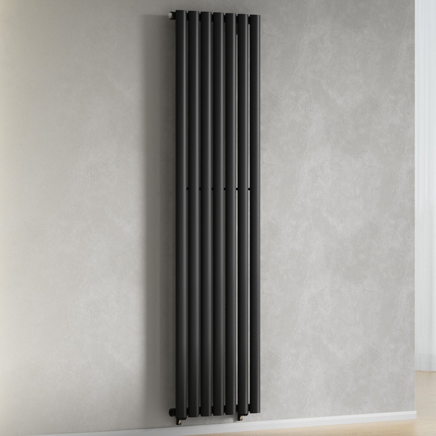 Designer 420mm x 1600mm Black Vertical Single Column Radiator, 2373 BTU