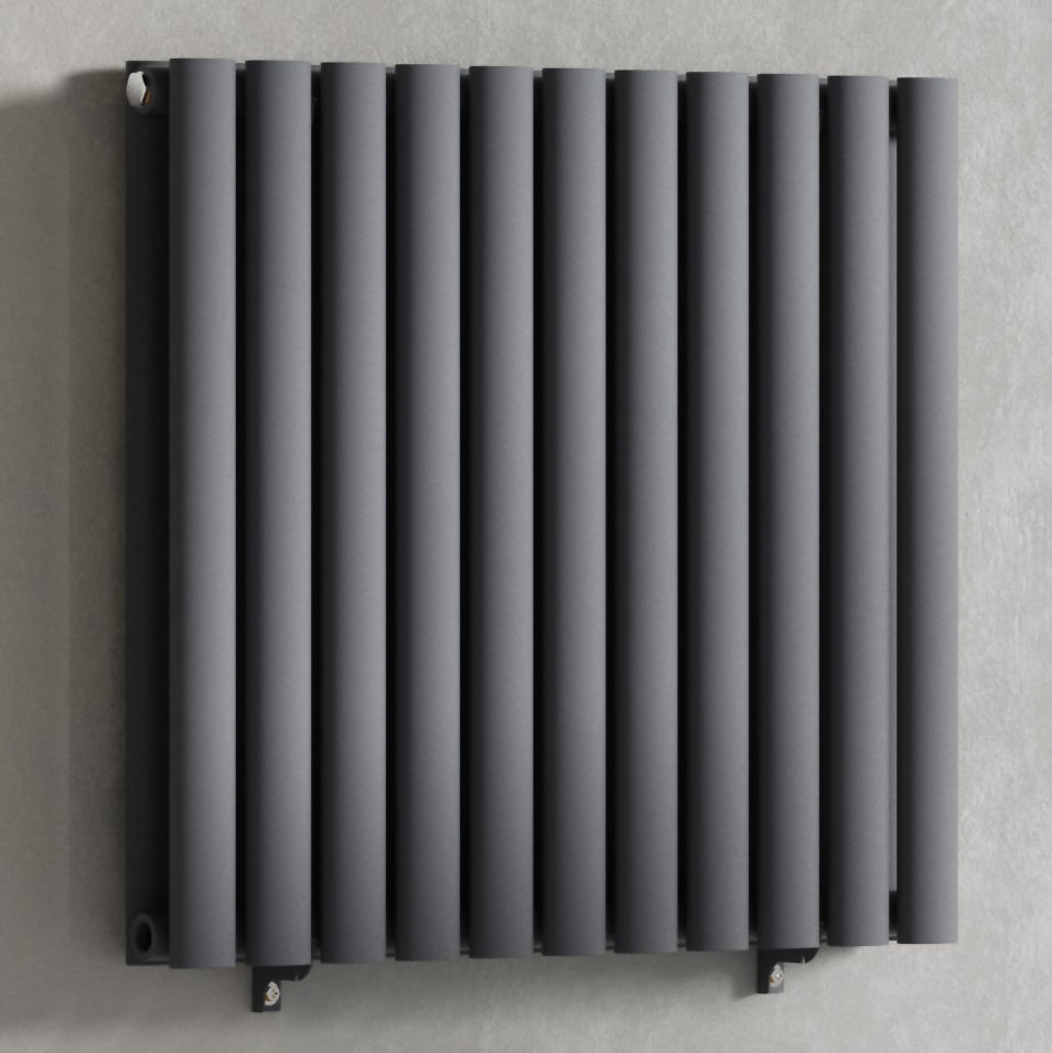 Designer 660mm x 600mm Anthracite Gray Horizontal Double Column Radiator, 2851 BTU