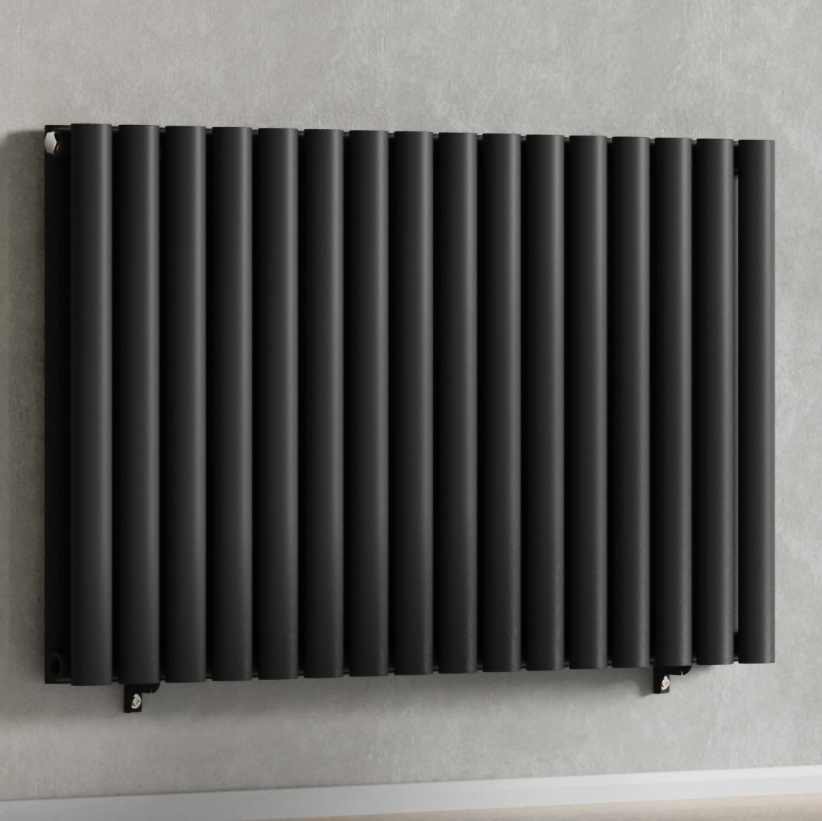 Designer 960mm x 600mm Black Horizontal Double Column Radiator, 4147 BTU