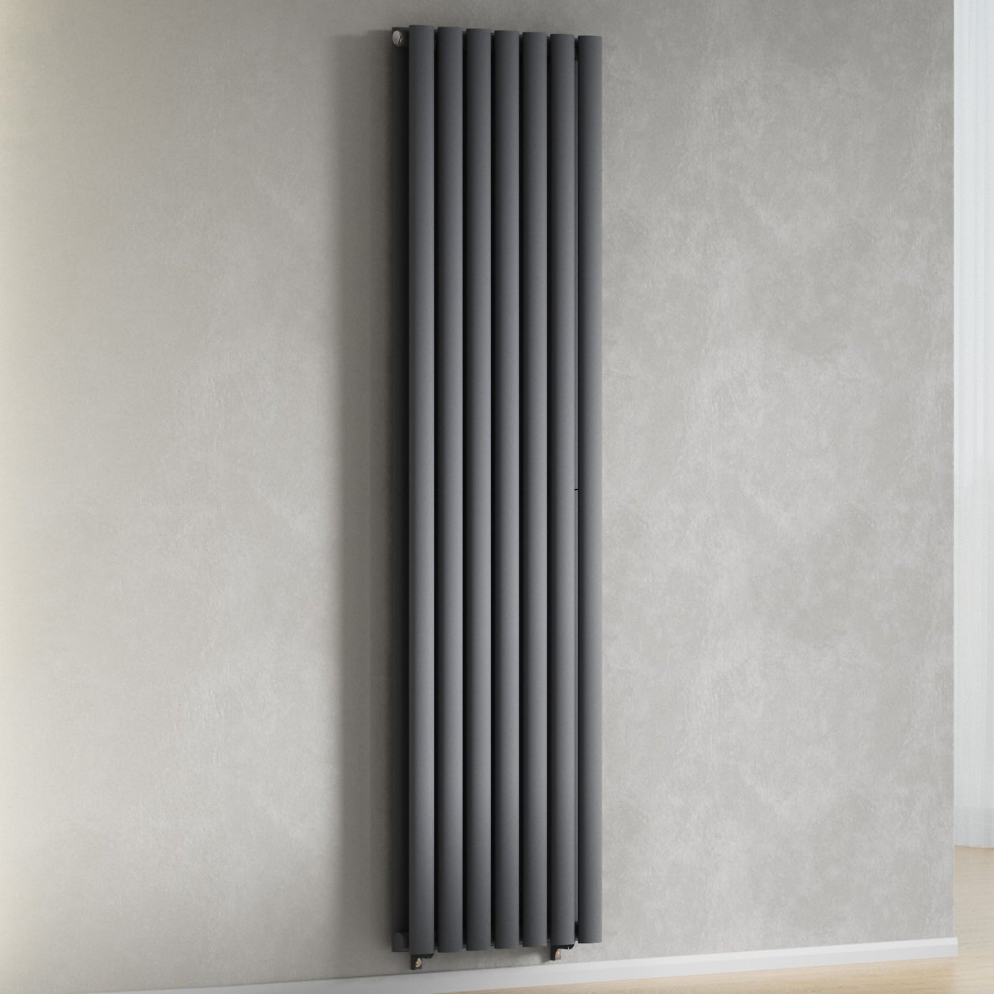 Designer 420mm x 1600mm Anthracite Gray Vertical Double Column Radiator, 4607 BTU