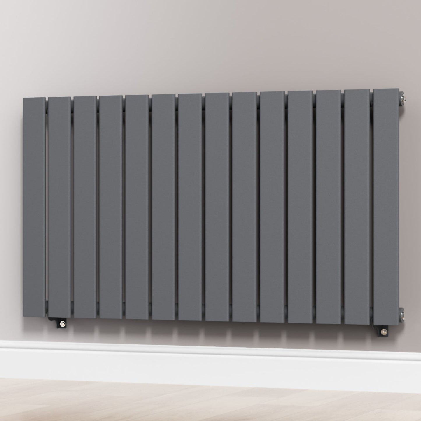 Designer 1060mm x 600mm Anthracite Gray Horizontal Single Flat Panel Radiator, 2503 BTU