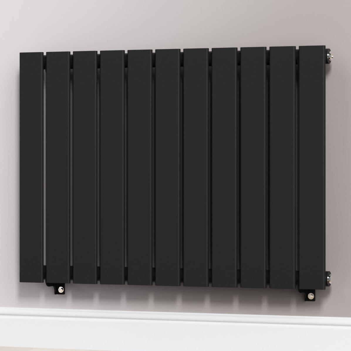 Designer 832mm x 600mm Black Horizontal Single Flat Panel Radiator, 1964 BTU