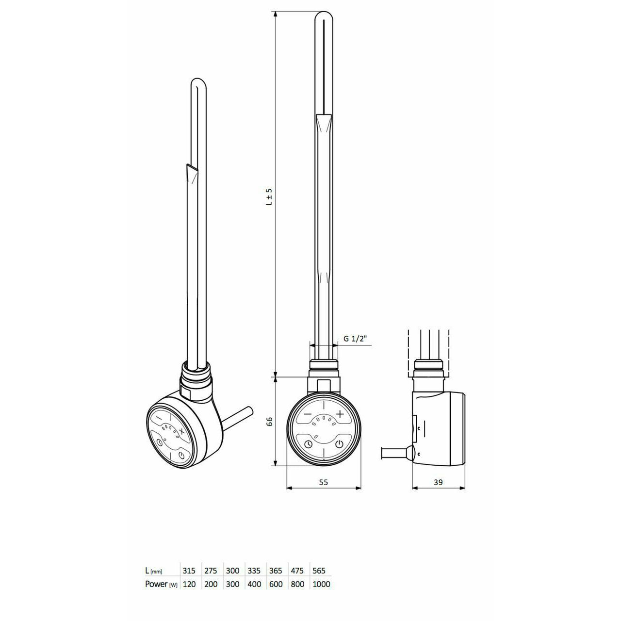 Gold Dual Fuel Kit Terma Moa for Heated Towel Rails Electric Element, Valves, T Piece