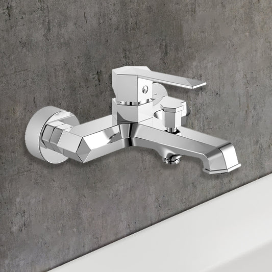 Bath Tap Wall Mounted Faucet Modern Brass Chrome Mixer For Bathroom