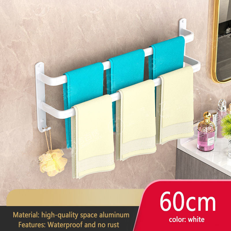 White Bathroom Towel Rack Storage Organizer, Wall Mount Hanger, Widths 30-80cm