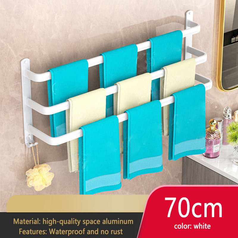 White Bathroom Towel Rack Storage Organizer, Wall Mount Hanger, Widths 30-80cm