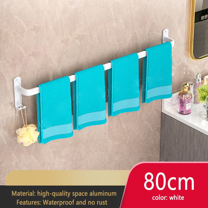 White Bathroom Towel Rack Storage Organizer, Wall Mount Hanger, Widths 30-80cm